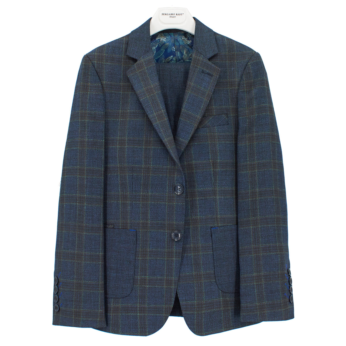 Bergamo Boys' Blue Plaid Suit  313/22