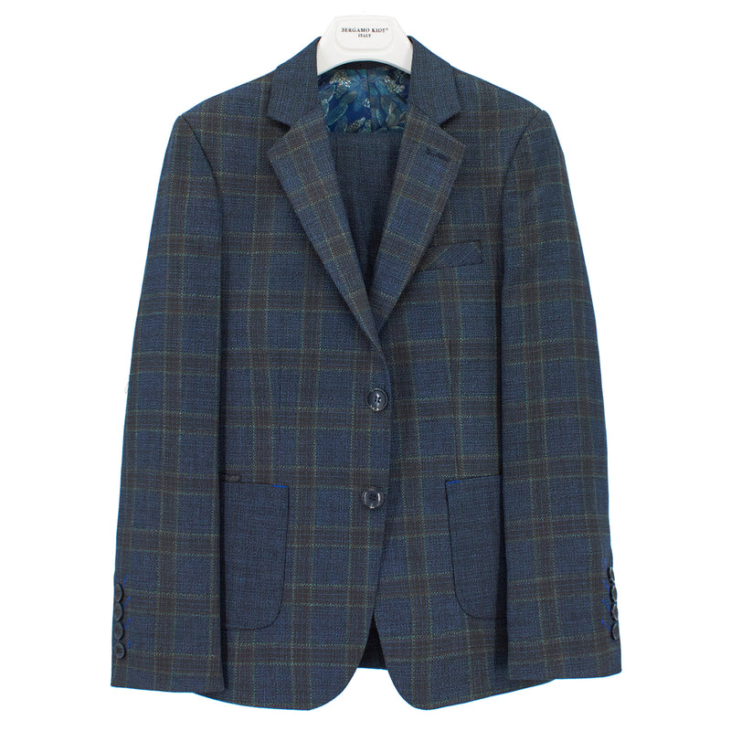 Bergamo Boys' Blue Plaid Suit  313/22