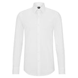 BOSS Men's Slim-Fit Shirt in Easy-Iron Stretch-Cotton Poplin in White