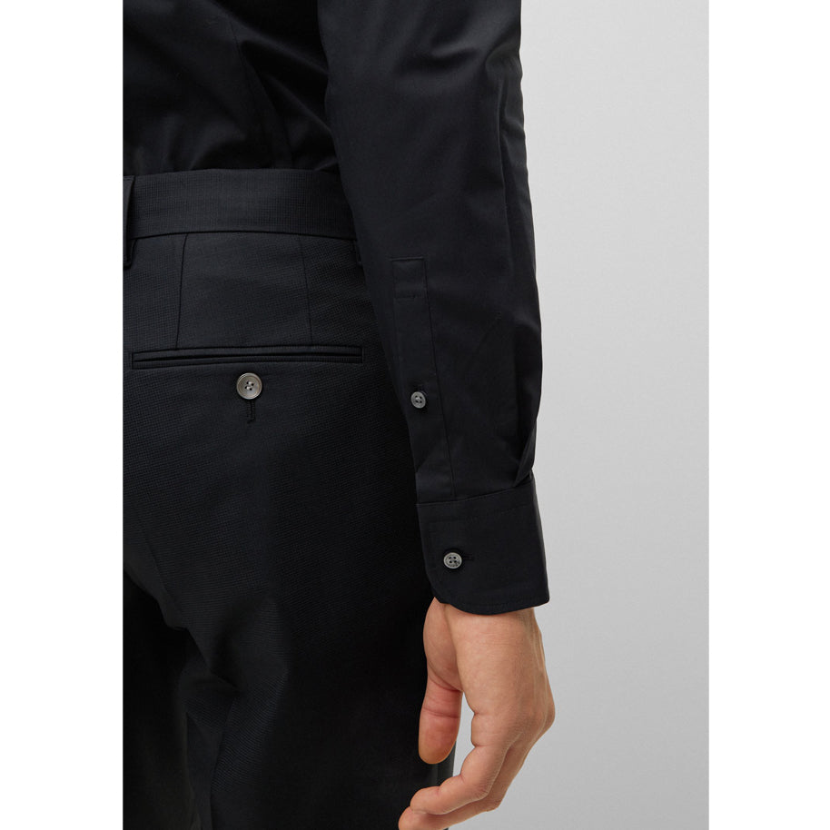 BOSS Men's Slim-Fit Shirt in Easy-Iron Stretch-Cotton Poplin in Black  50469345-001