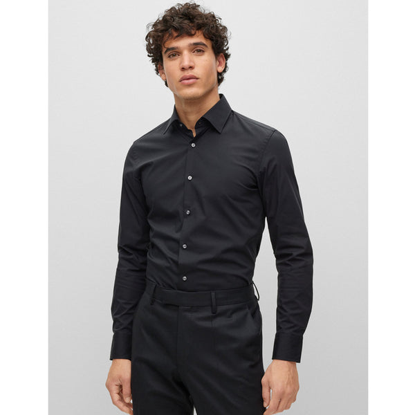 BOSS Men's Slim-Fit Shirt in Easy-Iron Stretch-Cotton Poplin in Black  50469345-001