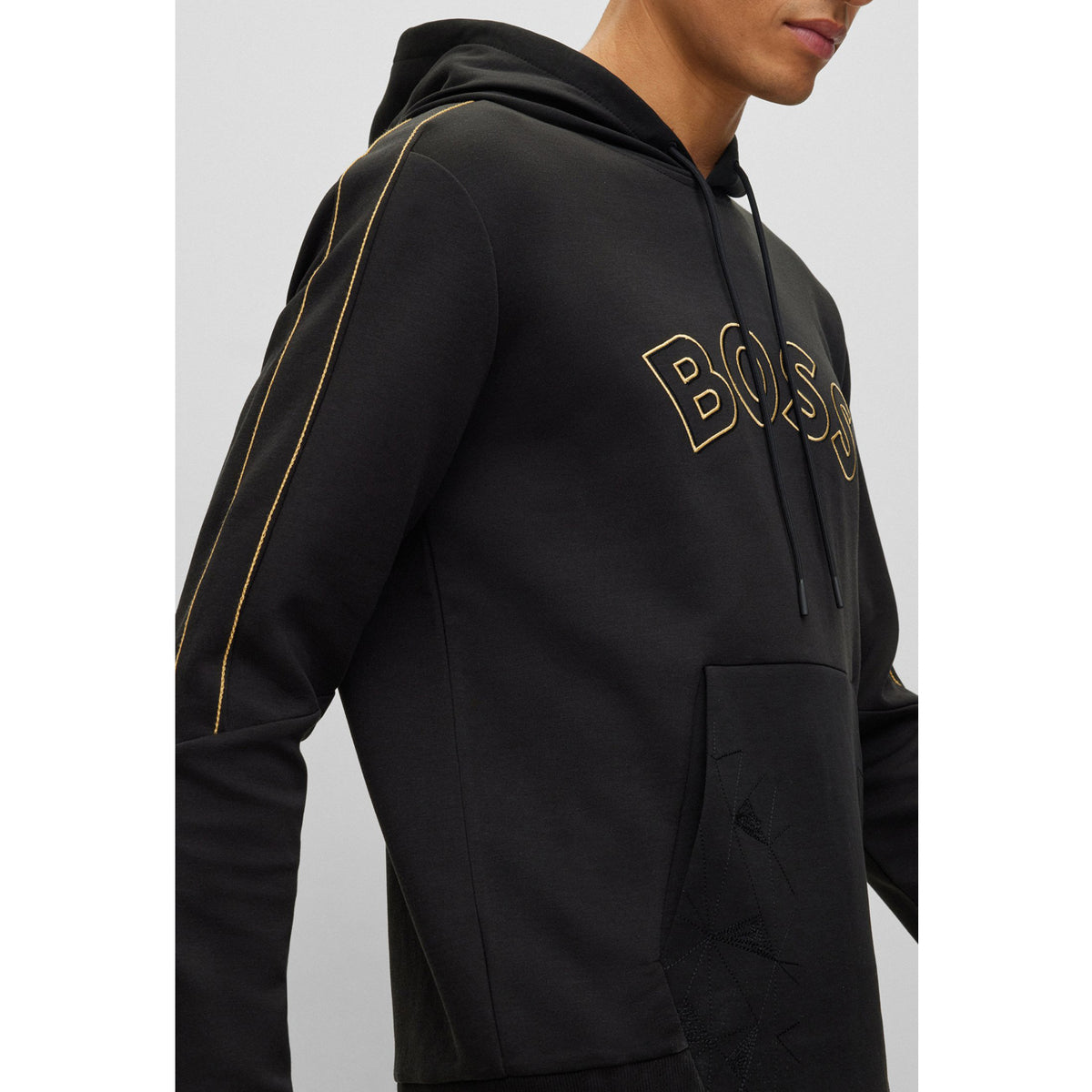BOSS Men's Regular-Fit Hoodie with Grid Artwork and Logo  50484170-001