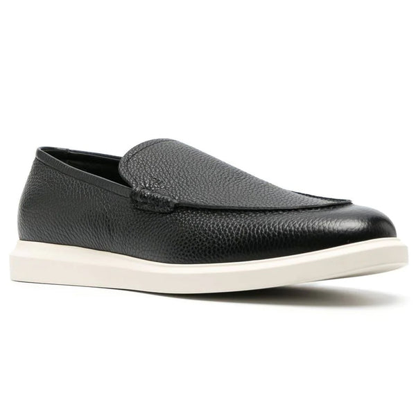 BOSS Men's Grained-Leather Loafers with Rubber Sole