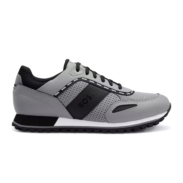 BOSS Men's Parkour Trainers with Logo Details in Gray and Black  50485704-060