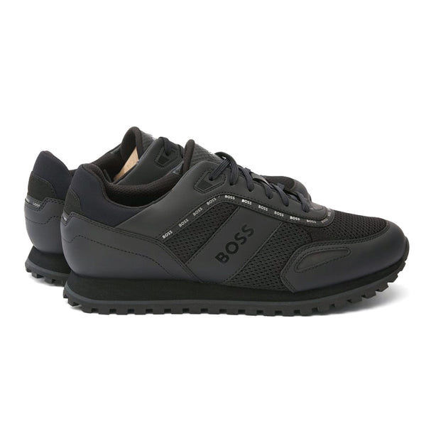 BOSS Men's Parkour Running-Style Trainers in Black