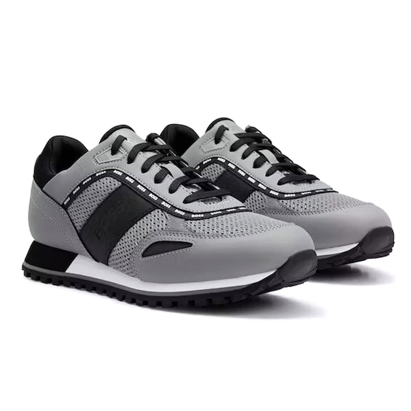 BOSS Men's Parkour Trainers with Logo Details in Gray and Black