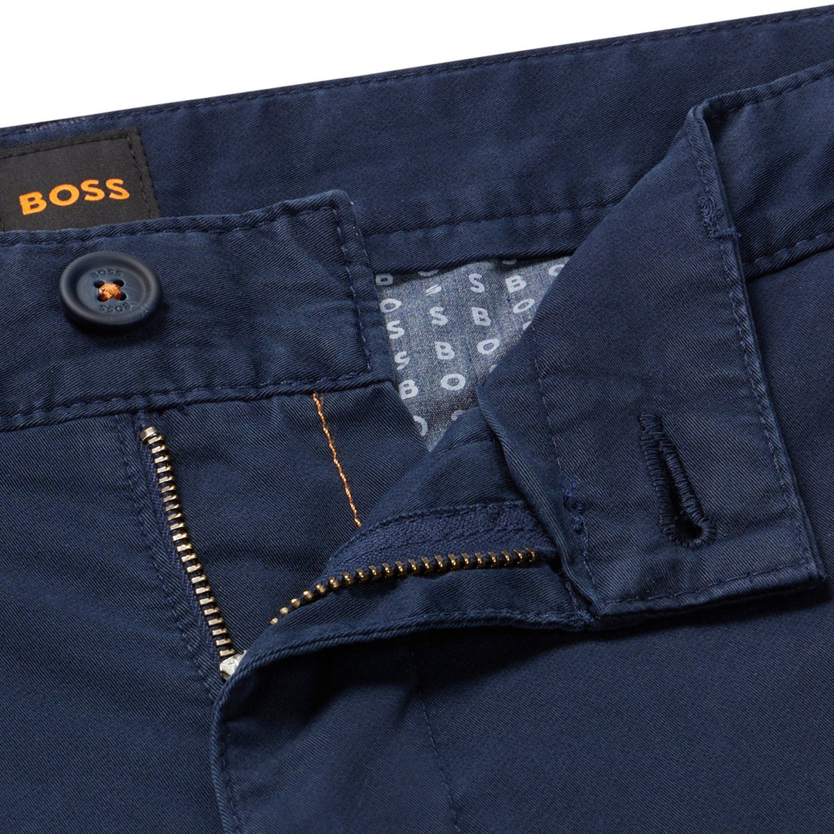 BOSS Men's Slim-Fit Trousers in Printed Stretch-Cotton Twill in Dark Blue  50489107-404