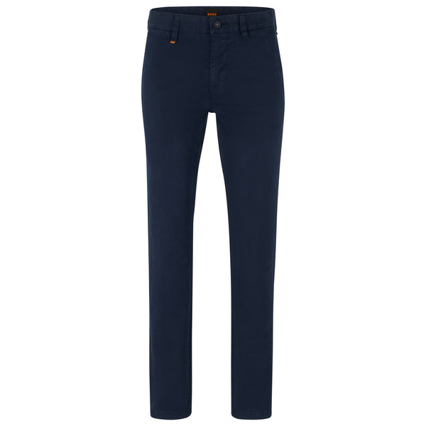 BOSS Men's Slim-Fit Trousers in Printed Stretch-Cotton Twill in Dark Blue  50489107-404