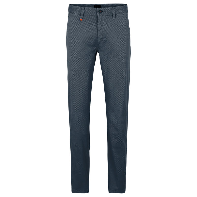 Men's Slim-Fit Trousers in Printed Stretch-Cotton Twill in Blue