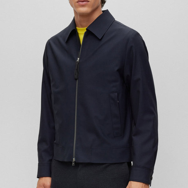 BOSS Men's Slim-Fit Jacket in Performance-Stretch Wool in Dark Blue 50490125-404