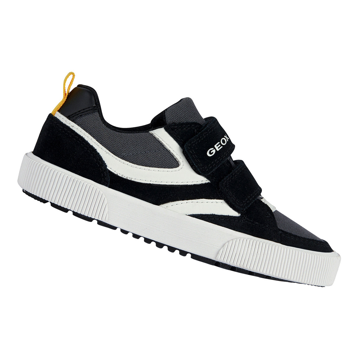 Geox Alphabeet Boy Velcro Sneaker in Black/White J35HLC-02210-C0127