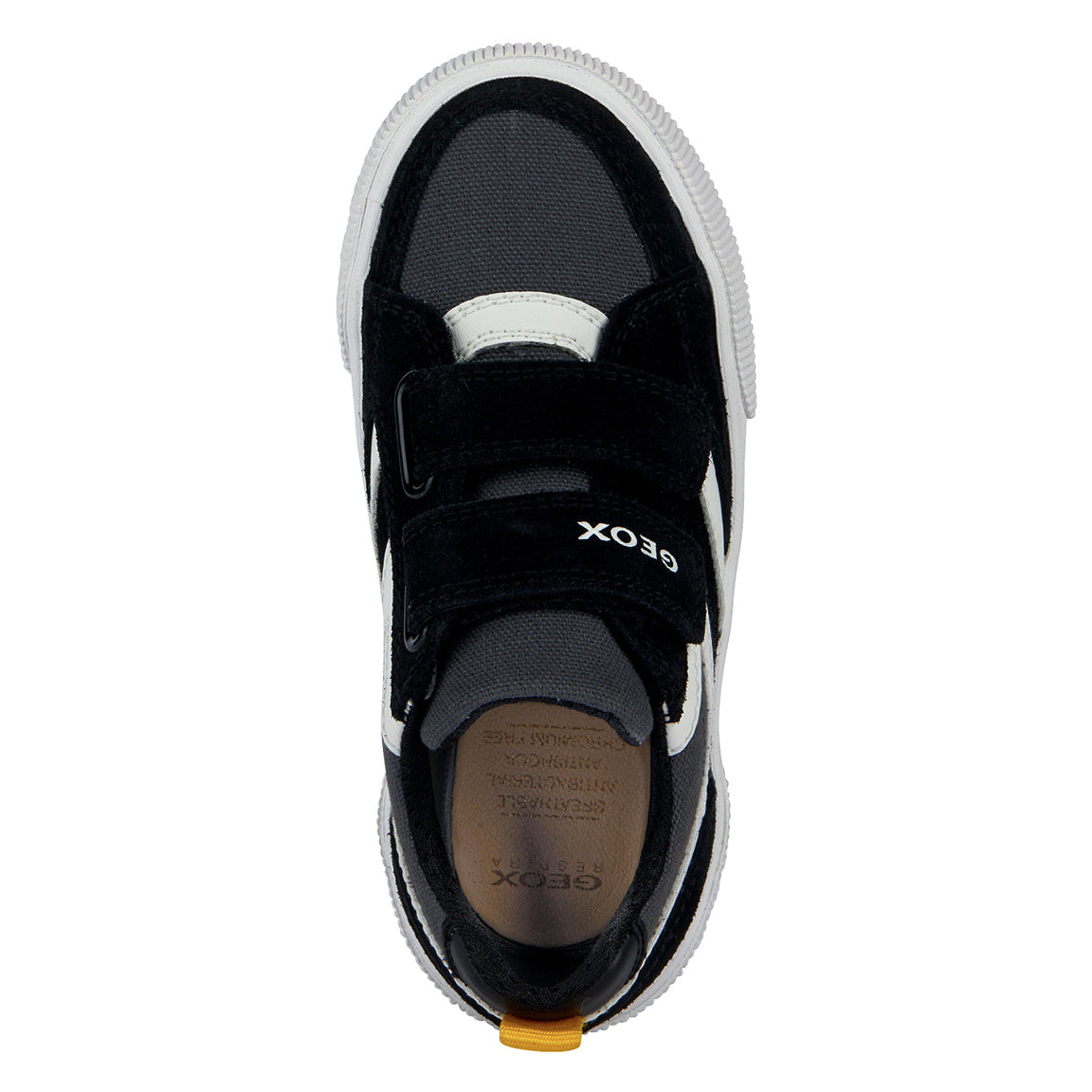 Geox Alphabeet Boy Velcro Sneaker in Black/White J35HLC-02210-C0127