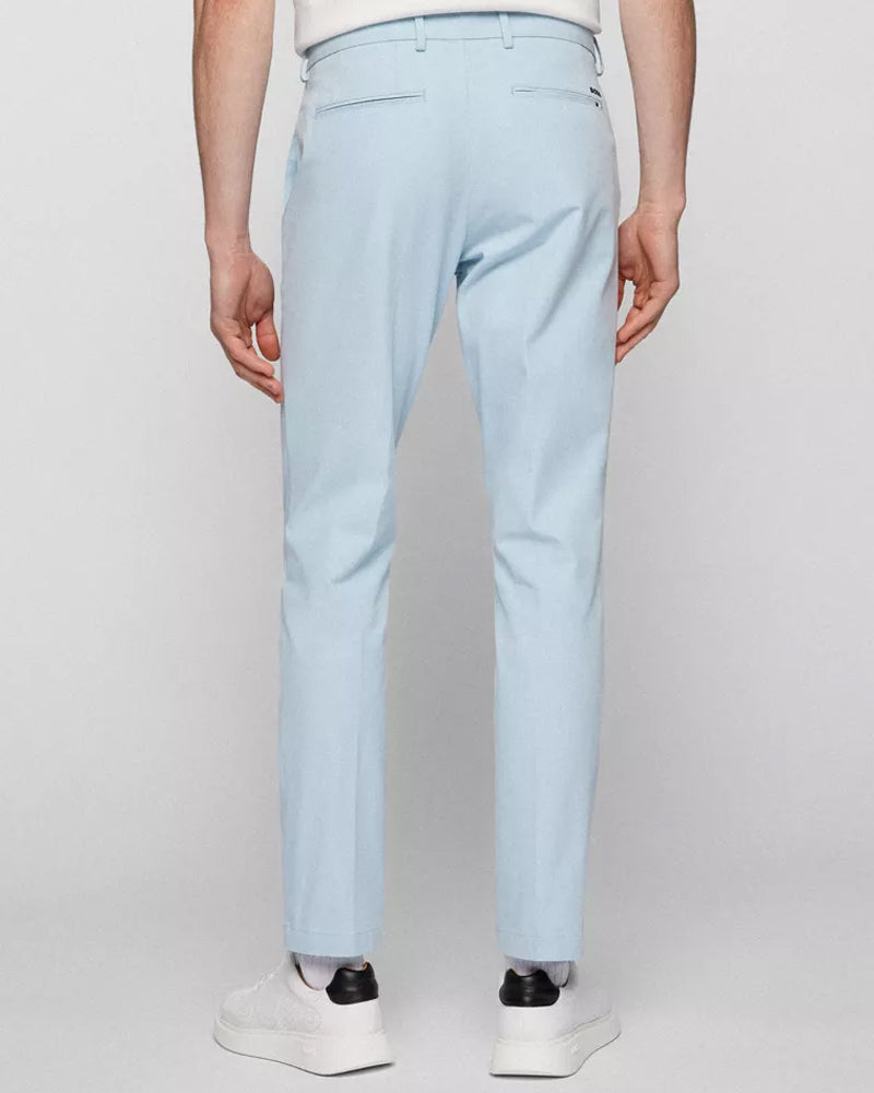 BOSS Men's Schino Slim-Fit Trousers with Front Pleats in a Cotton Blend in Light Blue  50470813-337