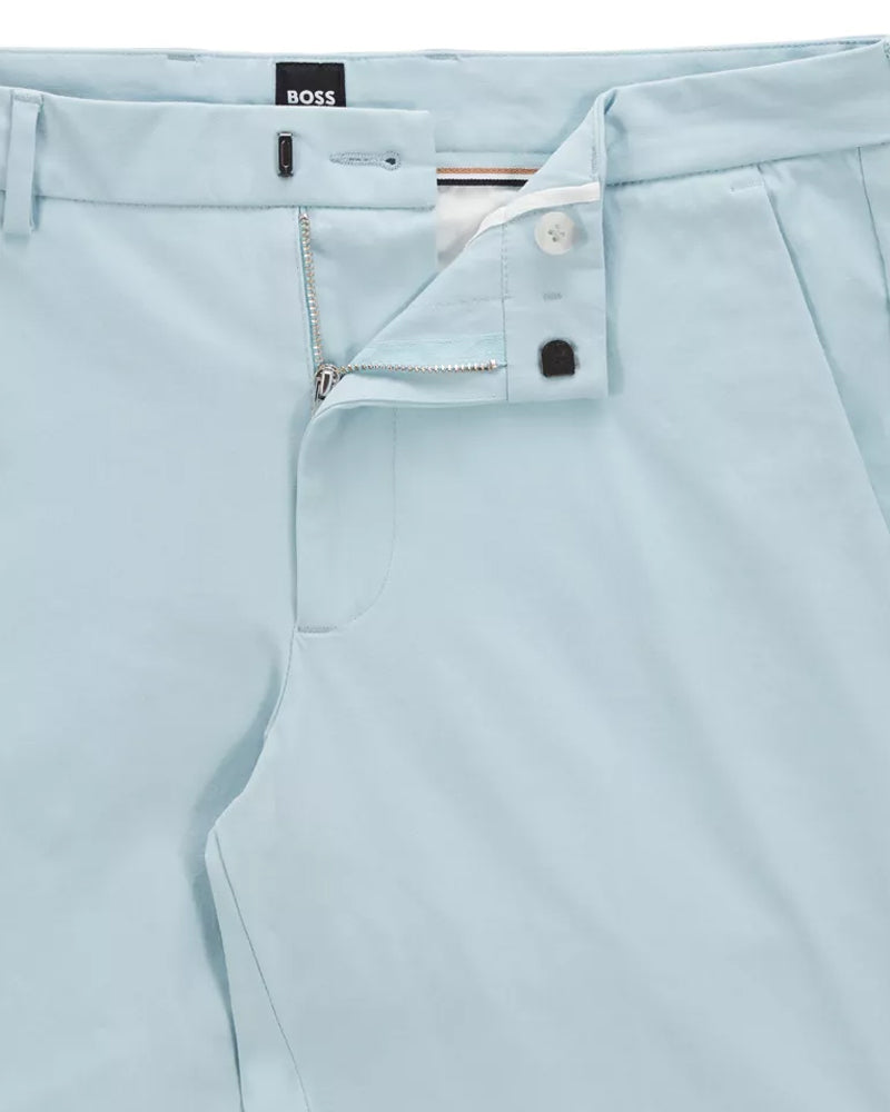 BOSS Men's Schino Slim-Fit Trousers with Front Pleats in a Cotton Blend in Light Blue  50470813-337