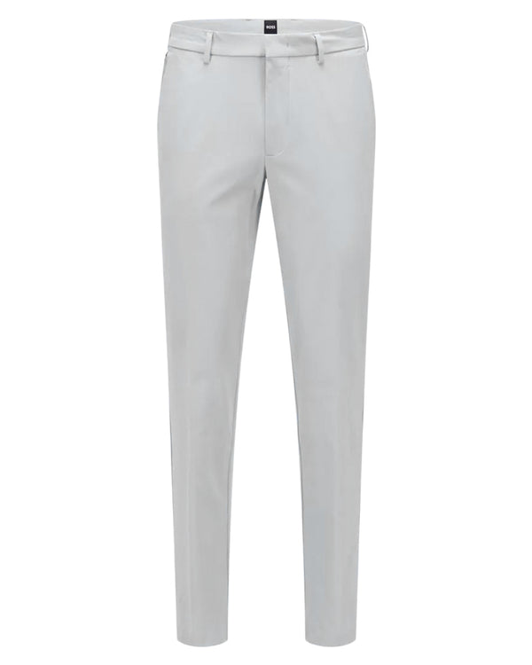 BOSS Men's Slim-Fit Trousers with Front Pleats in a Cotton Blend in Light Grey  50468249-050