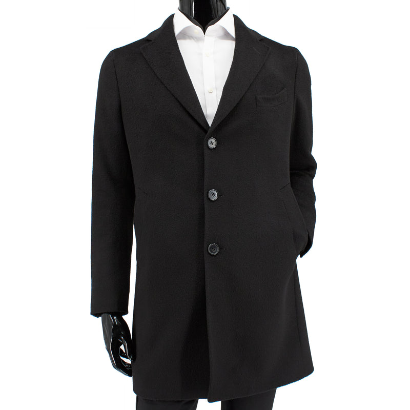 Bartorelli Men's Black Wool Overcoat