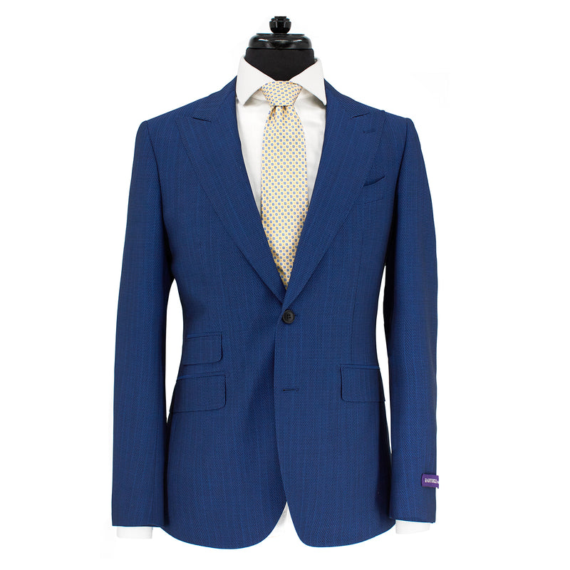 Bartorelli Italian-Made Wool Blend 2-Piece Suit with Peak Lapels in Bright Blue