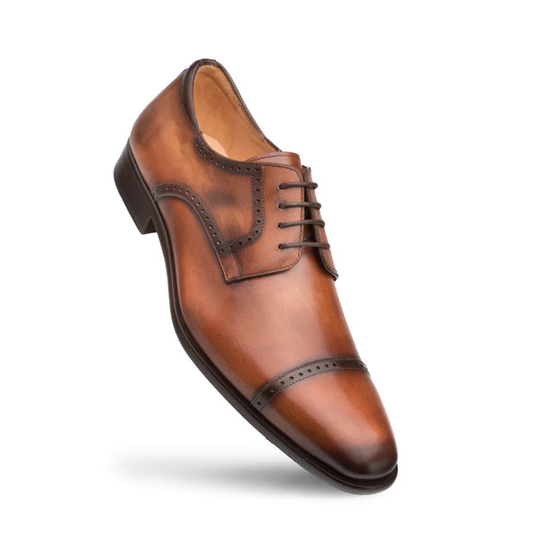 Mezlan Men's Calfskin Cap Toe Oxford Shoe in Cognac