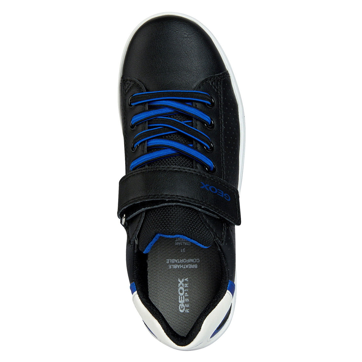 Geox Djrock Boy Sneaker in Black/Royal Blue Black leather J355VA-054FU-C0245 35