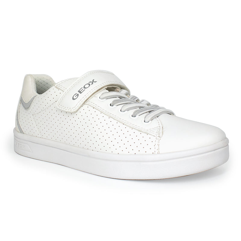 Geox Djrock Boy Sneaker in White/Light Gray