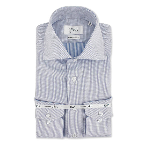 J&Z Couture Blue Button Down Dress Shirt, Nido D'Ape A24 (100% Cotton)