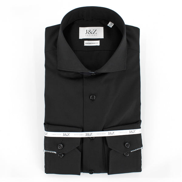 J&Z Couture Black Button Down Dress Shirt, Byron - Kent 120 (100% Cotton)
