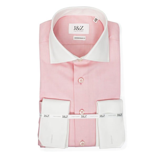 J&Z Couture Pink Button Down Dress Shirt, in Cambridge (100% Cotton) 43 EU / 17