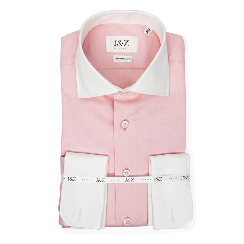 J&Z Couture Pink Button Down Dress Shirt, in Cambridge (100% Cotton)