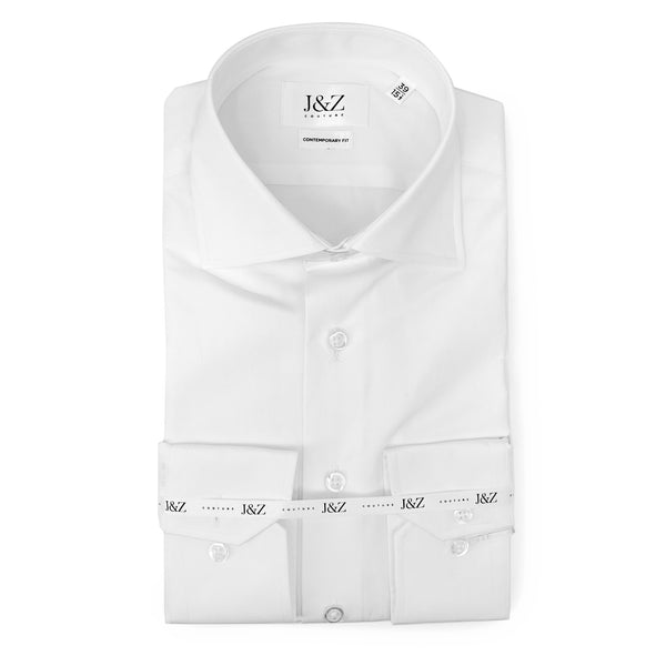 J&Z Couture White Button Down Dress Shirt, Pop Queen (100% Cotton)