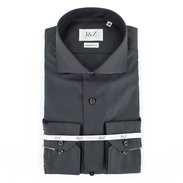 J&Z Couture Button Down Dress Shirt, Royal Oxford (Gray, 100% Cotton)