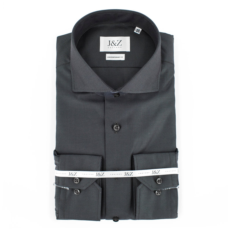 J&Z Couture Button Down Dress Shirt, Royal Oxford (Gray, 100% Cotton)