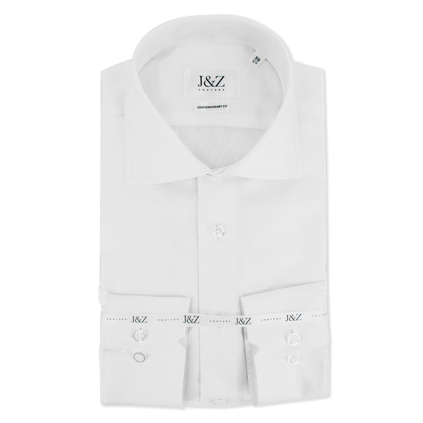 J&Z Couture White Button Down Dress Shirt, Eco Oxford 70 Organic (100% Cotton)