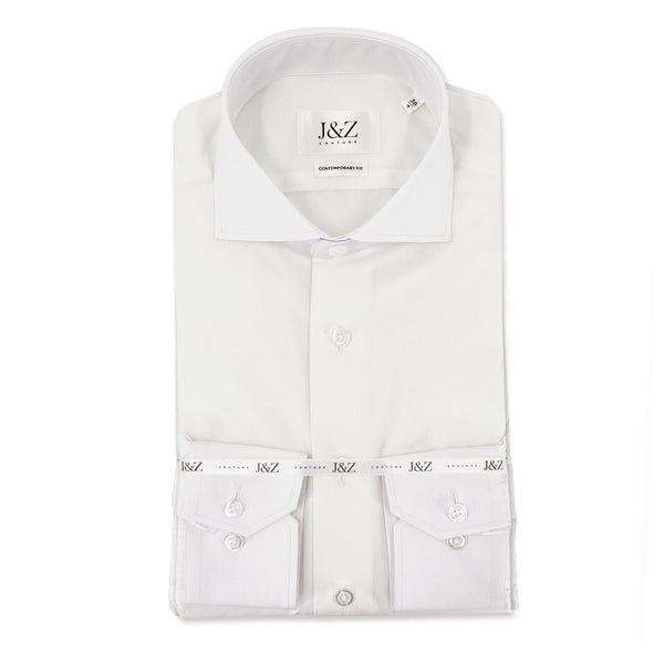 J&Z Couture White Button Down Dress Shirt, Byron - Eco Gatsby (100% Organic 120 Thread Cotton)