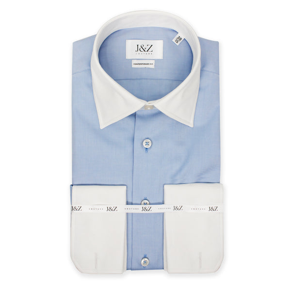 J&Z Couture Button Down Dress Shirt, in Tower (Blue, 100% Cotton)