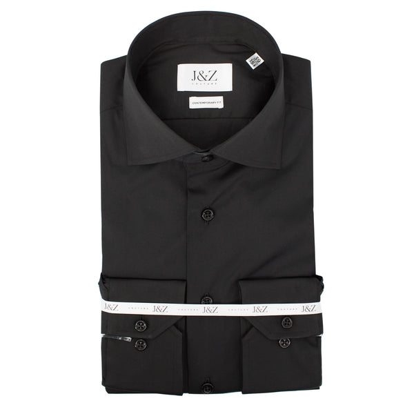 J&Z Couture Black Button Down Dress Shirt, Comfort TP2 (78% Co, 18% Pa, 4%Ea)