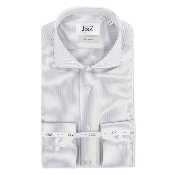 J&Z Couture Button Down Dress Shirt, Piumino 120 Stretch (78% Co, 17% poly, 5% elastine)