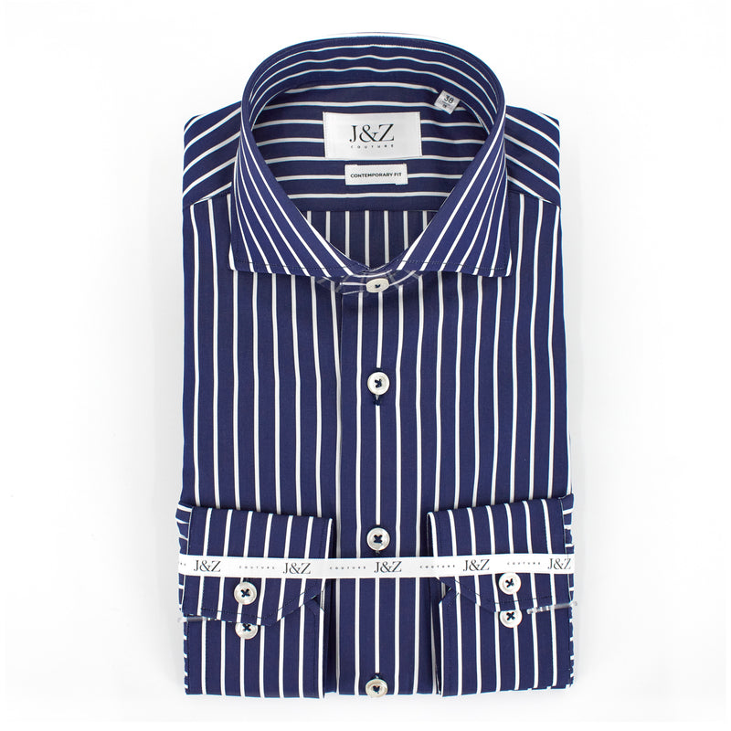 J&Z Couture Striped Button Down Dress Shirt, in Downing (100% Cotton)