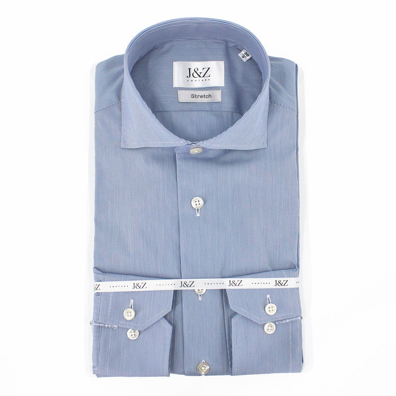 J&Z Couture Button Down Dress Shirt, Piumino 120 Stretch (78% co, 17% poly, 5% elastane)