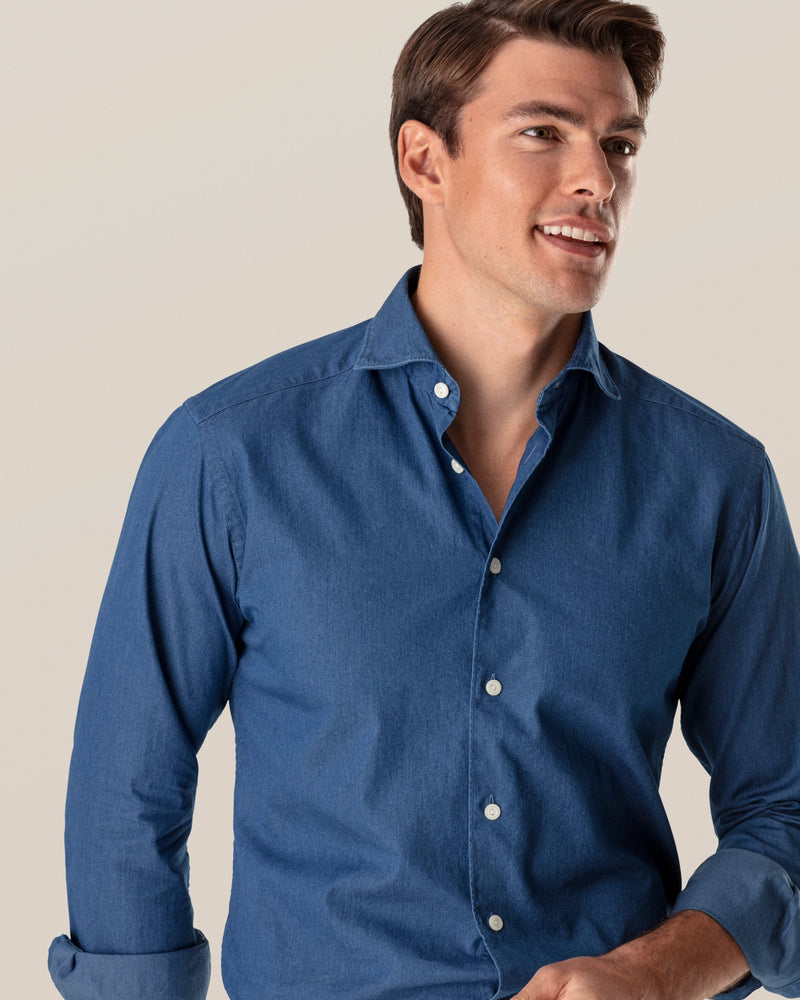 Eton Men's Slim-Fit Mid-Blue Lightweight Denim Shirt