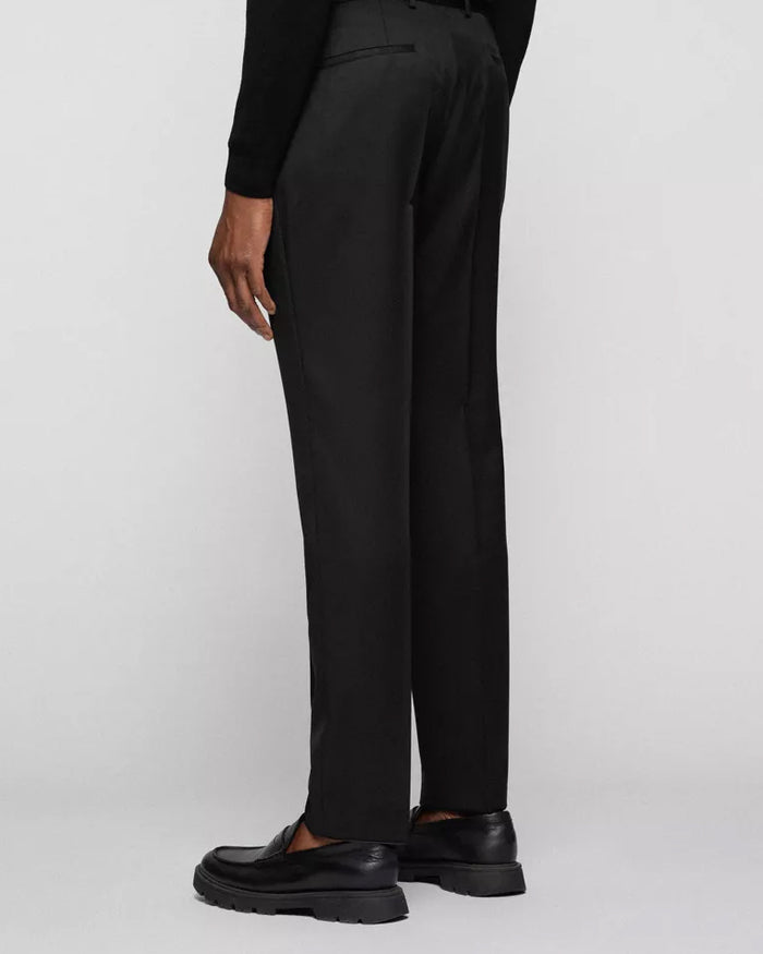BOSS Men's Formal Trousers in Virgin-Wool Serge in Black