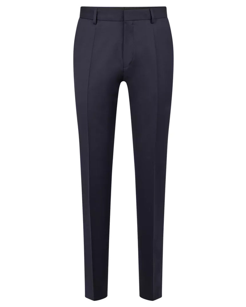 BOSS Men's Formal Trousers in Virgin-Wool Serge in Dark Blue