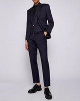 BOSS Men's Formal Trousers in Virgin-Wool Serge in Dark Blue  50469174-401