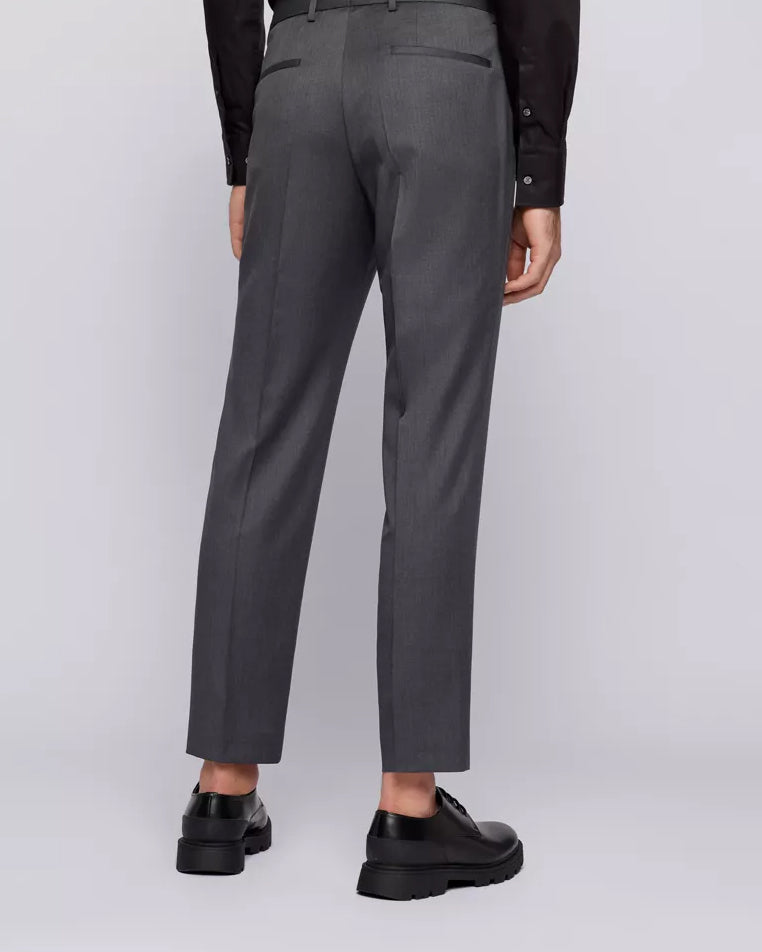 BOSS Men's Formal Trousers in Virgin-Wool Serge in Gray