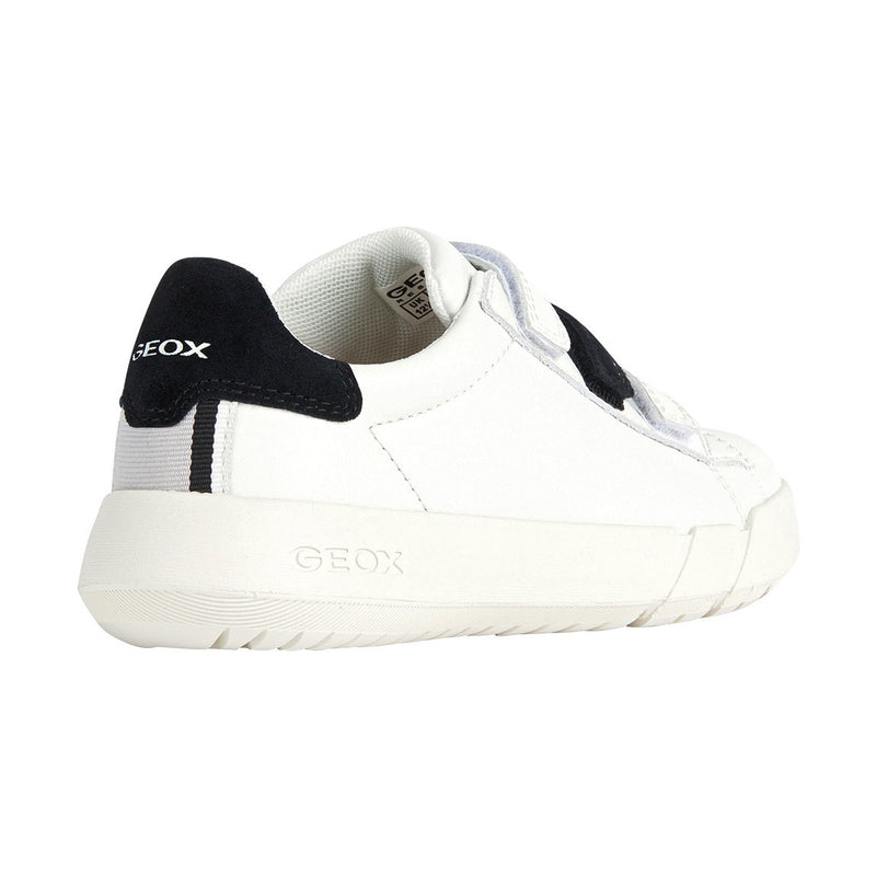 Geox Hyroo Boy Velcro Sneaker in White/Black J35GWB-085BC-C0404