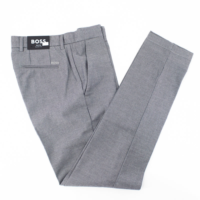 BOSS Men's Kaito Slim-Fit Chinos in a Patterned Cotton Blend in Light Grey