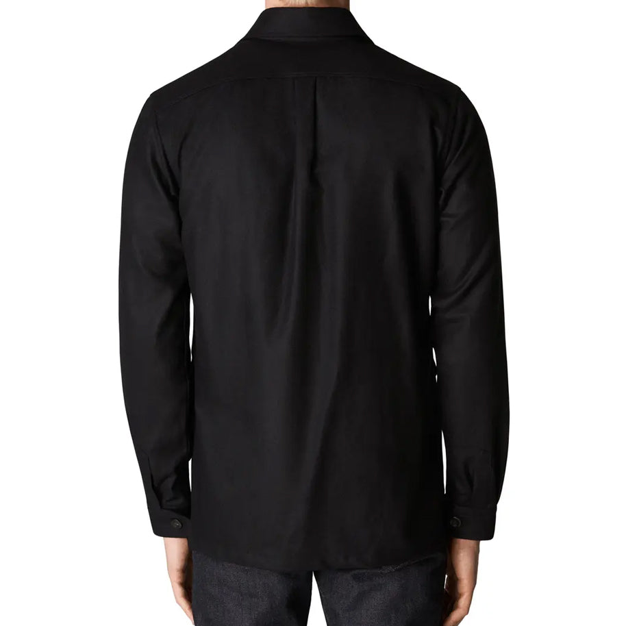 Eton Men's Wool-Cashmere Flannel Overshirt  100003542 Black