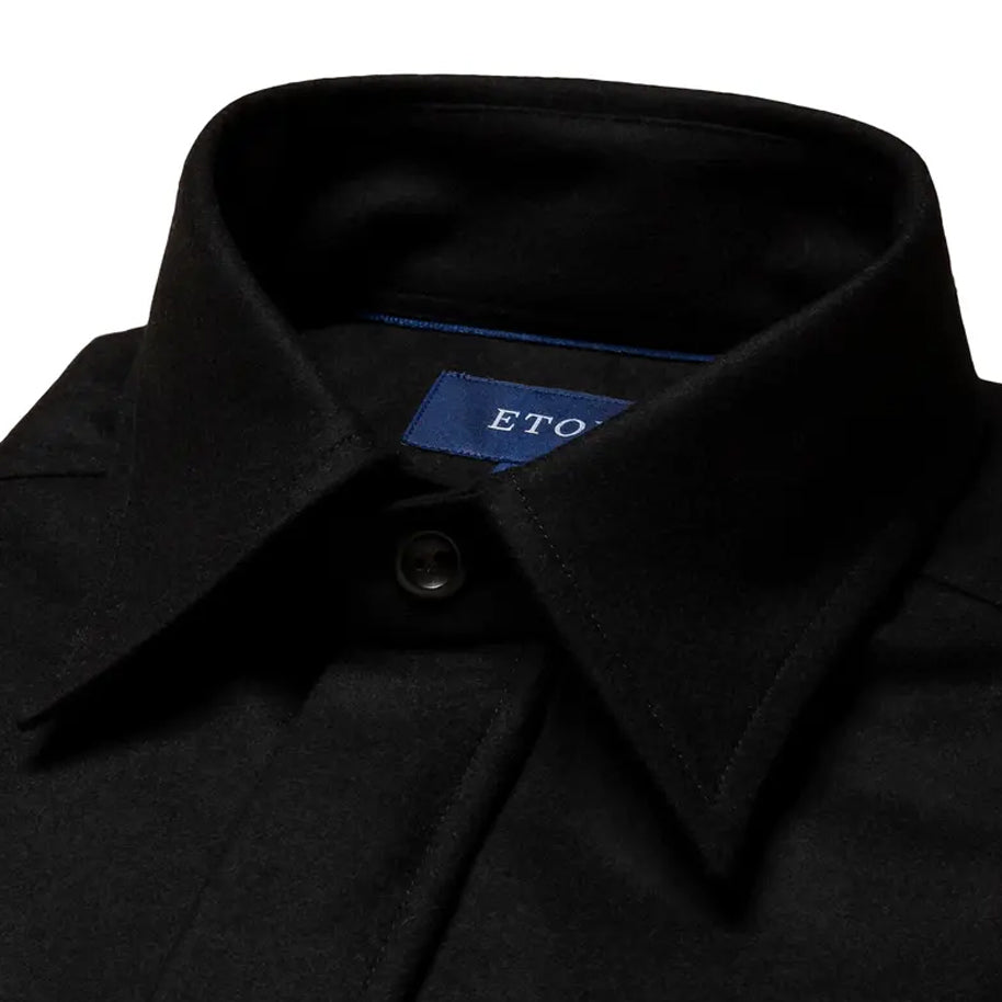 Eton Men's Wool-Cashmere Flannel Overshirt  100003542 Black