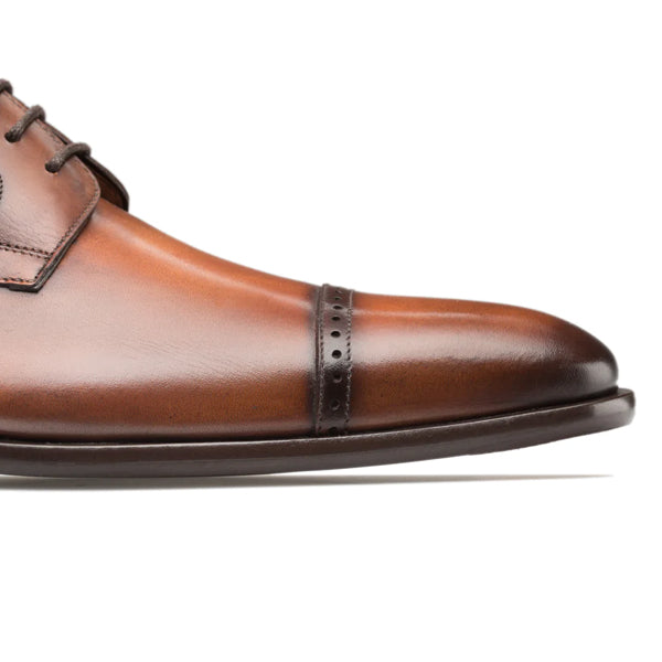 Mezlan Men's Calfskin Cap Toe Oxford Shoe in Cognac