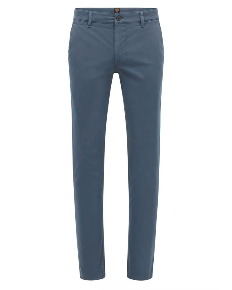 BOSS Men's Schino Slim-Fit Trousers in Stretch-Cotton Satin in Gray-Blue  50470813-420