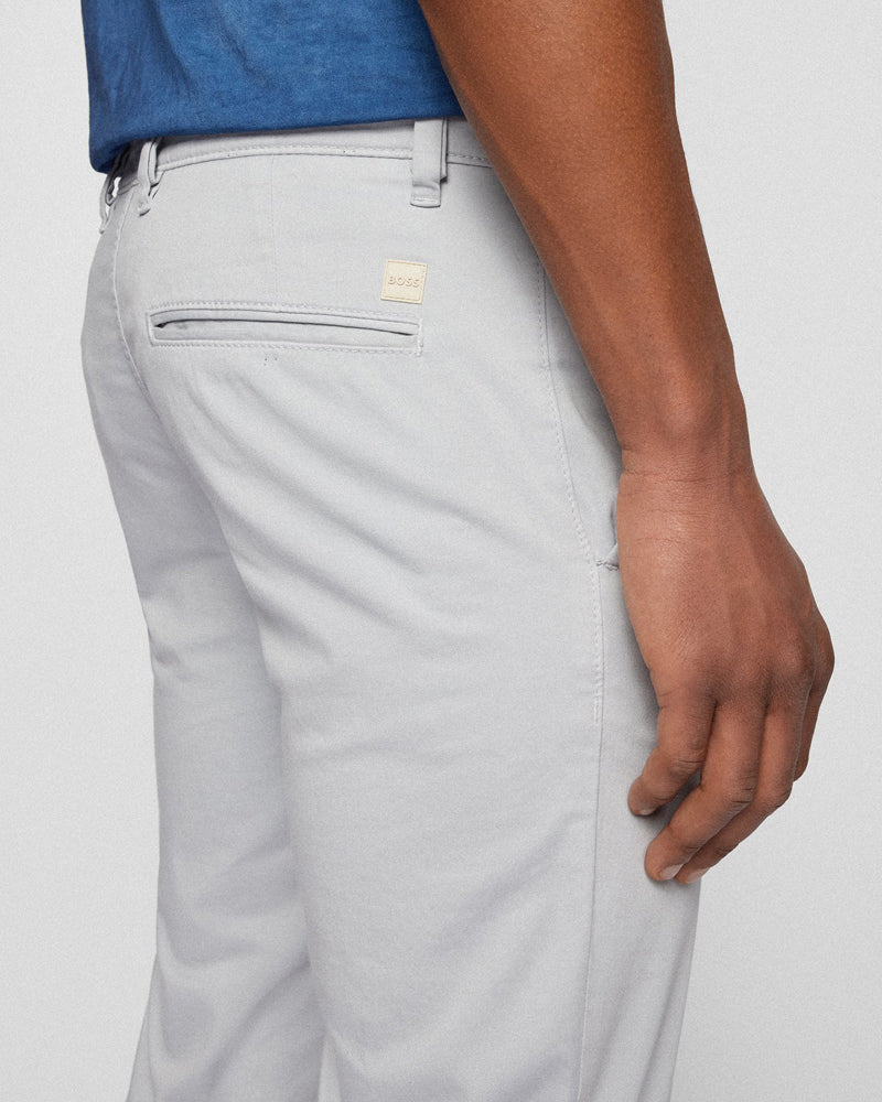 BOSS Men's Schino Slim-Fit Trousers in Stretch-Cotton Satin in Light Gray  50470813-071